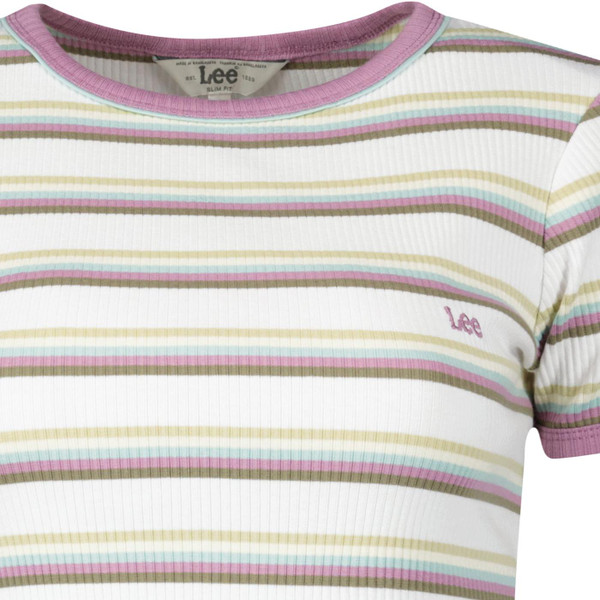 lee jeans womens slim fit stripe ribbed tshirt plum white
