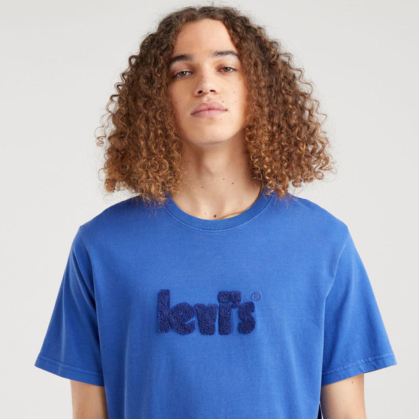 Levi's® Retro Relaxed Fit Towelling Logo Tee in Surf Blue
