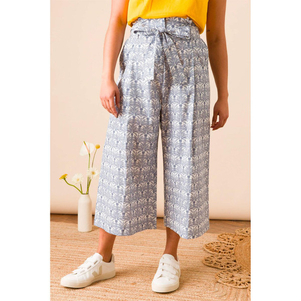 Emily and Finn Gilda Retro Cropped Culottes in Botanical Palm print