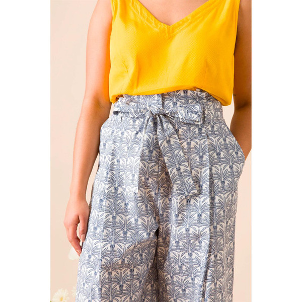 Emily and Finn Gilda Retro Cropped Culottes in Botanical Palm print