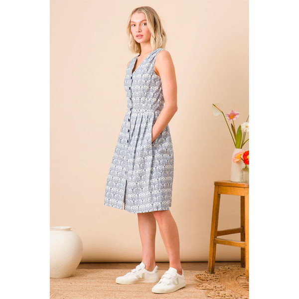 Emily and Fin Scarlett Vintage Retro Summer Dress in Botanical Palm print