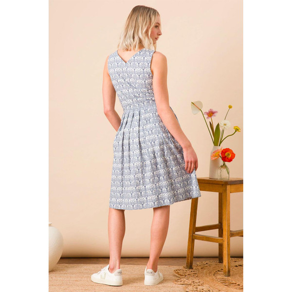 Emily and Fin Scarlett Vintage Retro Summer Dress in Botanical Palm print