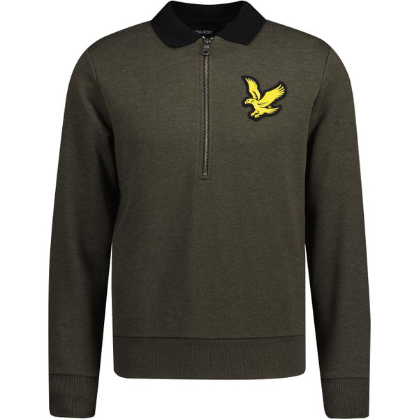 lyle and scott mens contrast collar half zip track top olive marl