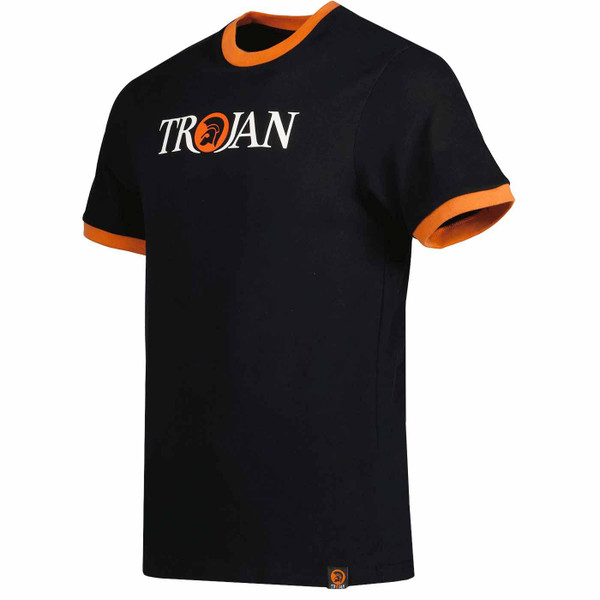 Trojan Records Mod Signature Logo Ringer Tee in Black/Orange