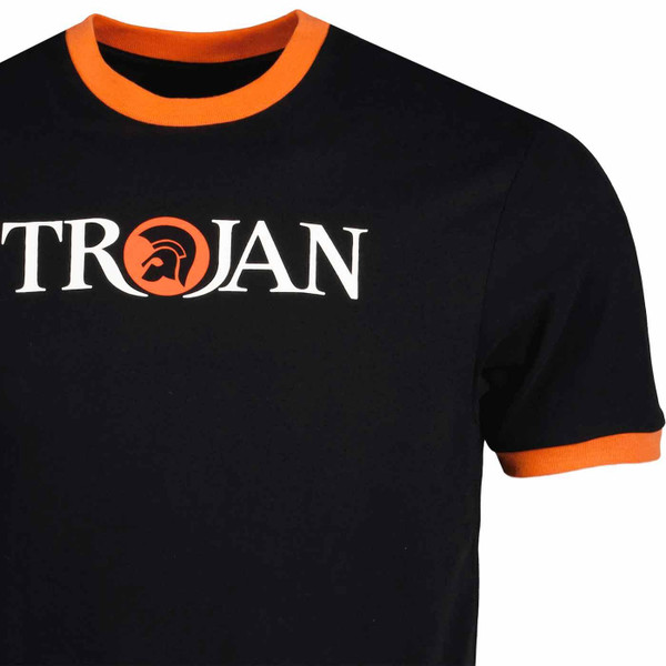 Trojan Records Mod Ska Signature Logo Ringer Tee in Black/Orange