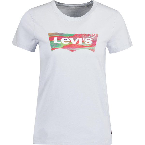 levis womens perfect marbling logo print crew neck tshirt arctic blue