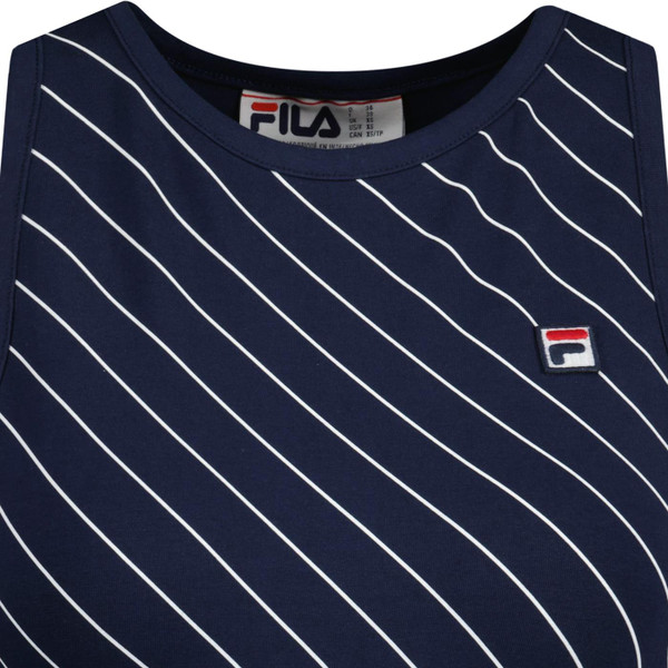 fila vintage womens karla diagonal pinstripe sleeveless bra top navy