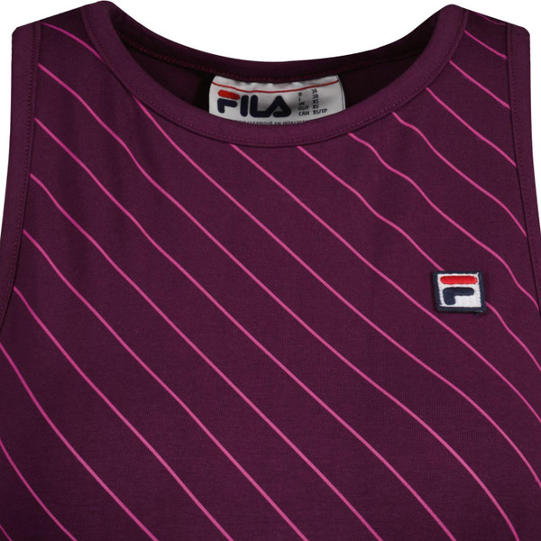 fila vintage womens karla diagonal pinstripe sleeveless bra top grape wine