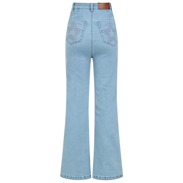 Bright and Beautiful Donna Retro 70s Star Pocket Flared Jeans