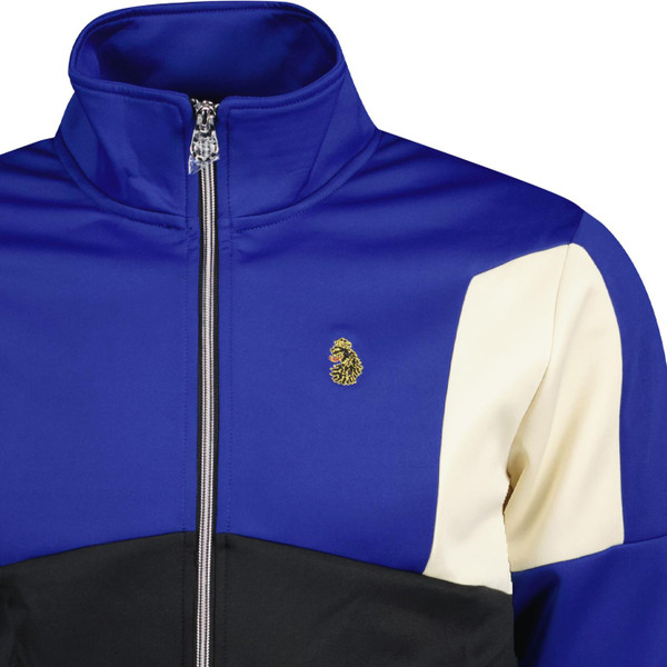 luke 1977 mens atlin colour block funnel neck zip track jacket cobalt black white