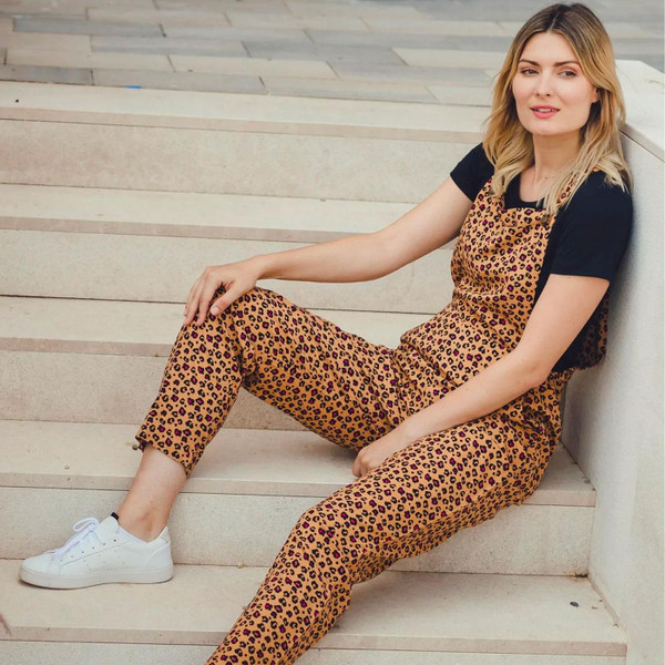 Sugarhill Brighton Paulina Retro Women's Dungarees in Tan Animal Floral