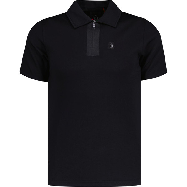 luke 1977 mens hardy zip neck polo tshirt jet black