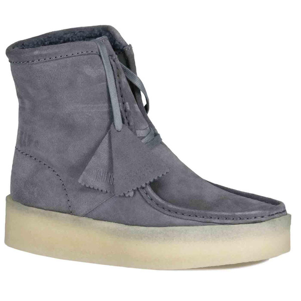 Clarks Originals Wallabee Cup Retro Sherpa Lined Boots in Grey Suede