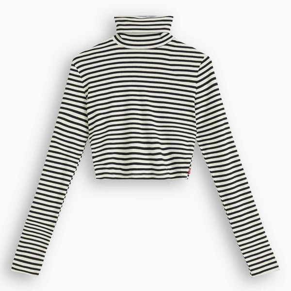 Levi's Oriel Retro 1960s Ribbed Stripe Turtleneck Top in Dill Caviar Levi's Oriel Retro 1960s Ribbed Stripe Turtleneck Top in Dill Caviar