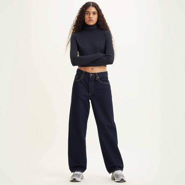 Levi's Oriel Retro 60s Mod Ribbed Turtleneck Top in Caviar Levi's Oriel Retro 60s Mod Ribbed Turtleneck Top in Caviar