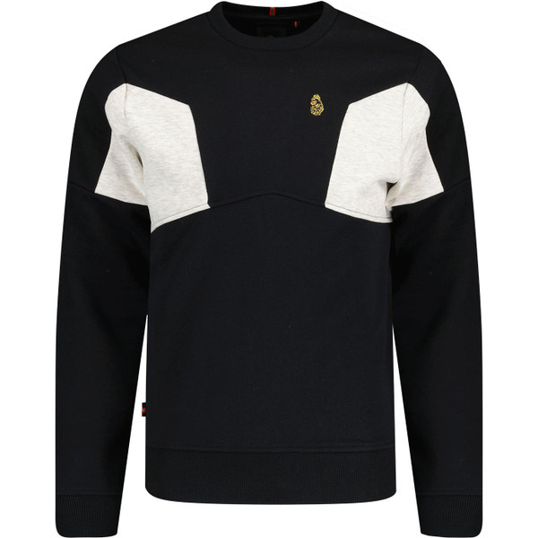 luke 1977 mens monaco colour block crew neck sweatshirt jet black
