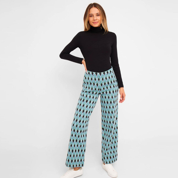 Mademoiselle Yeye One Step Beyond Trousers Retro 70s in Blue