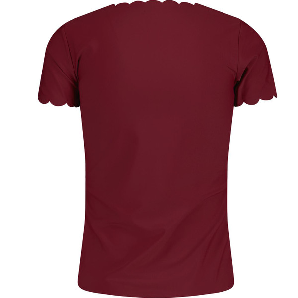 ellesse womens evielyn scalloped neck plain coloured tshirt burgundy