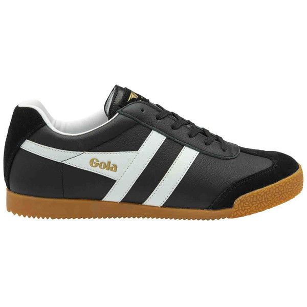 Gola Classics Harrier Leather Retro 1970s Trainers in Black/White/White