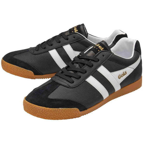 Gola Classics Harrier Leather Retro Trainers in Black/White/White