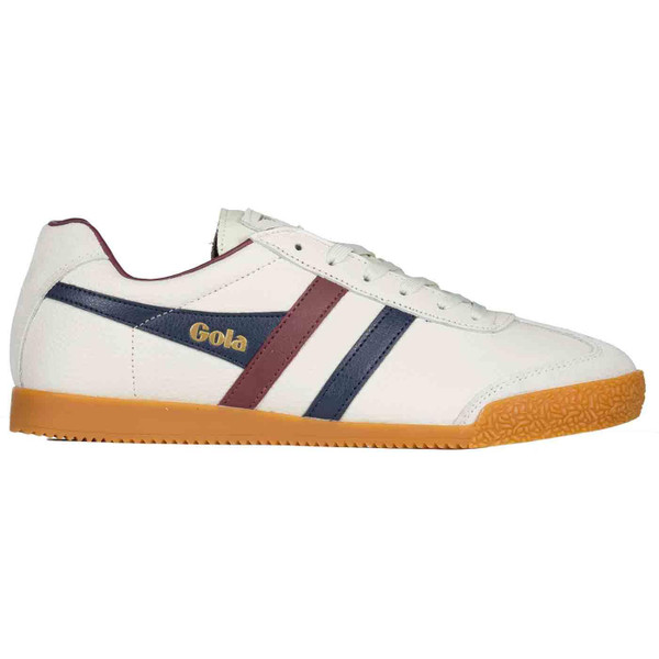 Gola Classics Harrier Leather Retro 90s Trainers in Off White/Navy/Burgundy