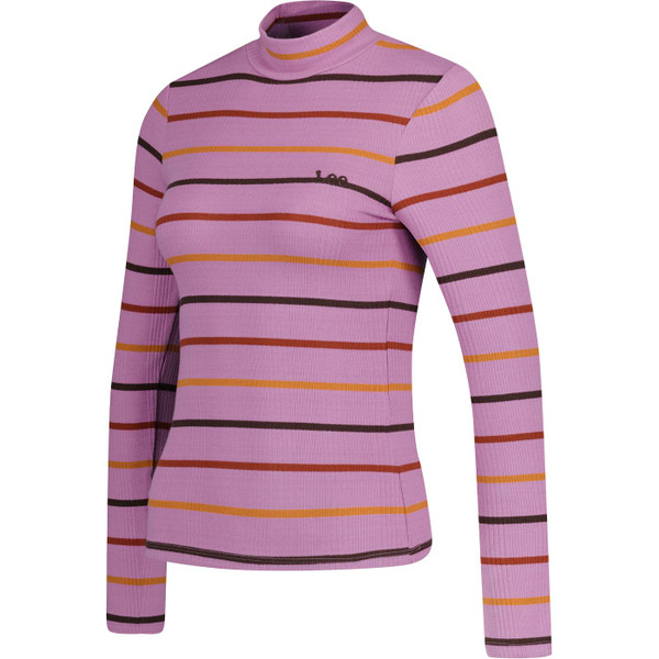 lee jeans womens stripe pattern ribbed turtleneck long sleeve top pansy purple
