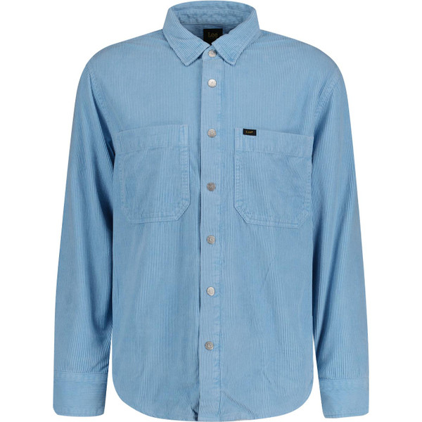 lee jeans mens seasonal button front cord overshirt dreamy blue