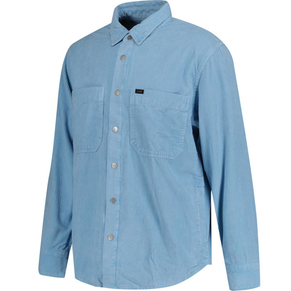 lee jeans mens seasonal button front cord overshirt dreamy blue