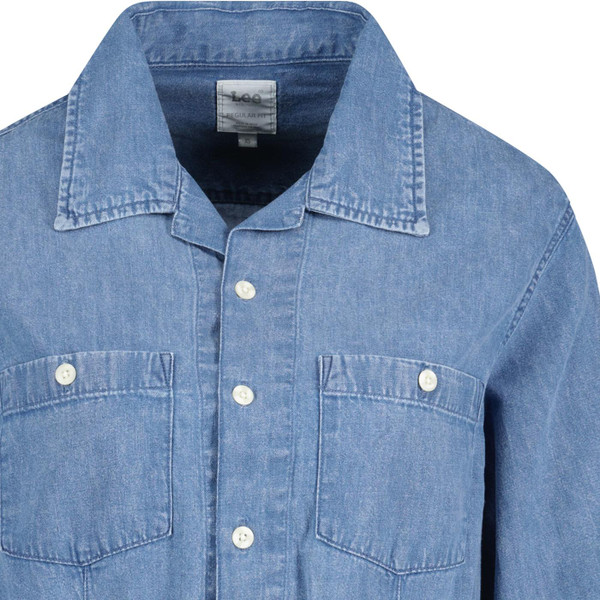 lee jeans womens boxy notch collar denim puff sleeves lightweight denim jacket light blue