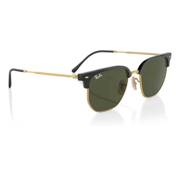 Ray-Ban New Clubmaster Retro 1960s Sunglasses in Black on Gold Arista with Green Lens