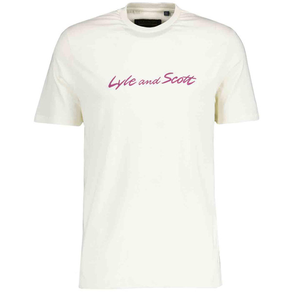 Lyle & Scott Archive Retro 80s Script Logo Embroidery Tee in Vanilla TS1803V