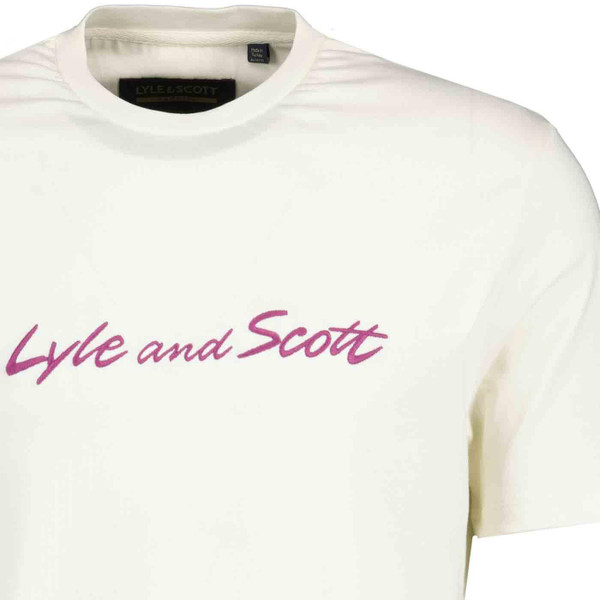 Lyle & Scott Archive Retro 1980s Casuals Script Logo Embroidery Tee in Vanilla TS1803V