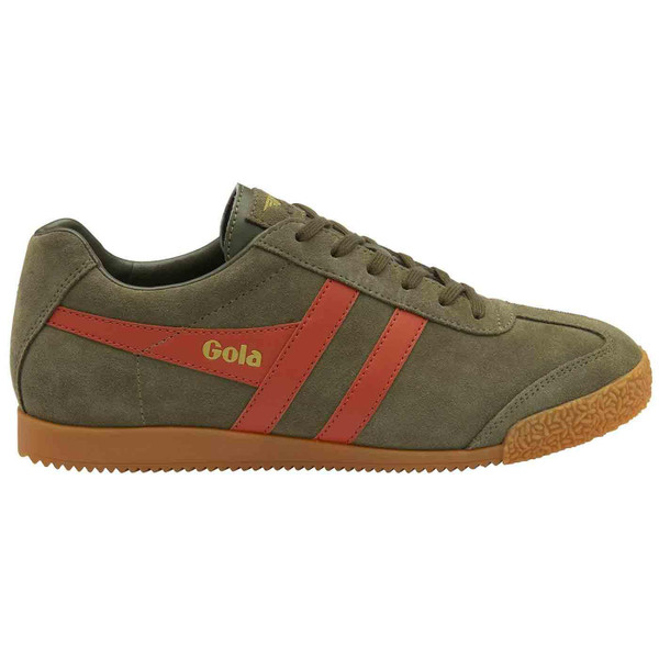 Gola Classics Harrier Suede Retro 70s Men's Trainers in Khaki/Orange Spice CMA192NY Gola Classics Harrier Suede Retro 70s Men's Trainers in Khaki/Orange Spice CMA192NY