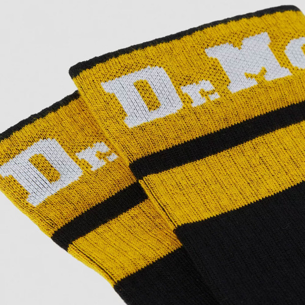 Athletic Logo on Dr Martens Retro Socks in Black/Yellow AC681005