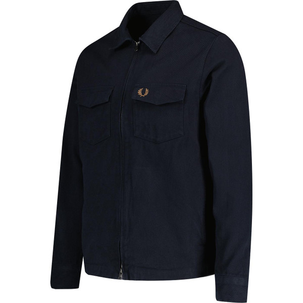 fred perry mens chest pockets heavy twill zip overshirt navy fred perry mens chest pockets heavy twill zip overshirt navy