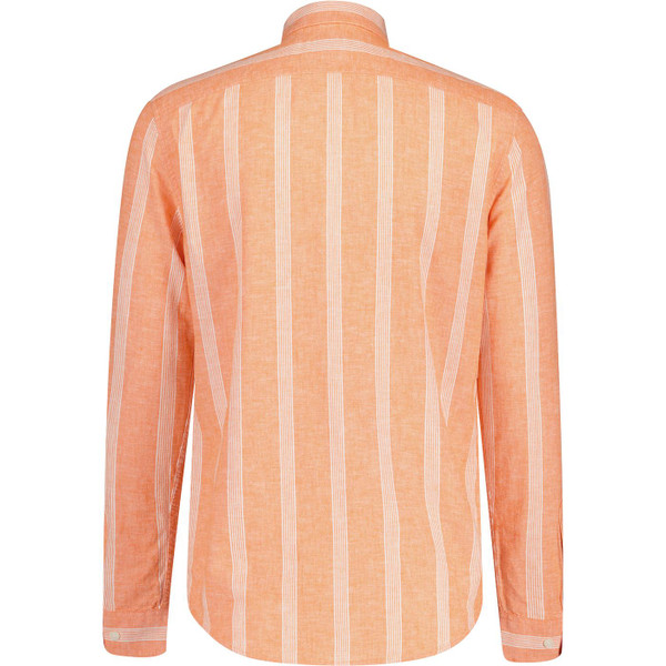 original penguin mens multi stripe long sleeve linen shirt russet orange