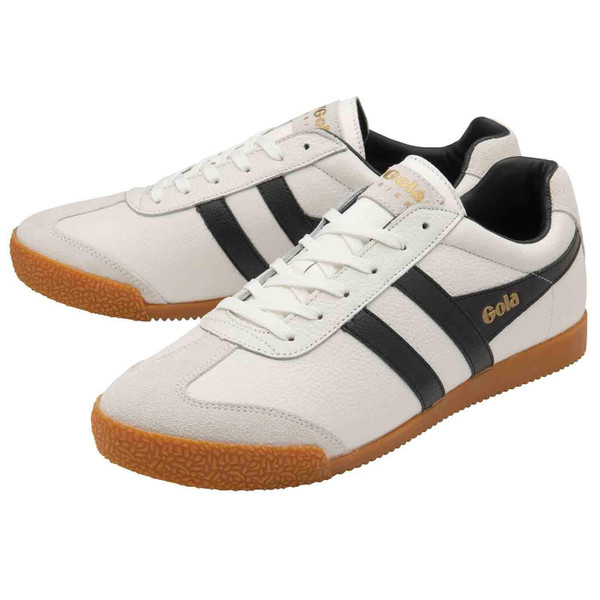 Gola Harrier Leather 90s Trainers in White/Black/Black CMB426WB