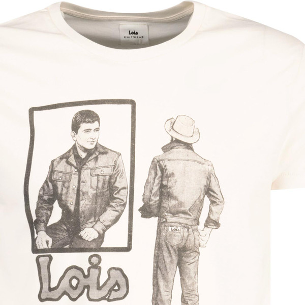 lois mens gorka vintage cowboy print crew neck tshirt white