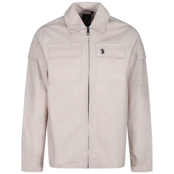 Luke Oliver Retro Zip Through Military Jacket in Bone M710706