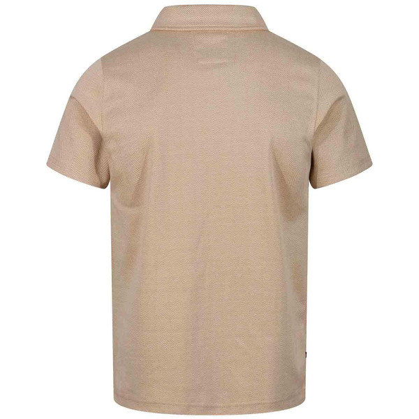 Luke Luzech Retro Mod Herringbone Zip Neck Polo Shirt in Biscuit M711401
