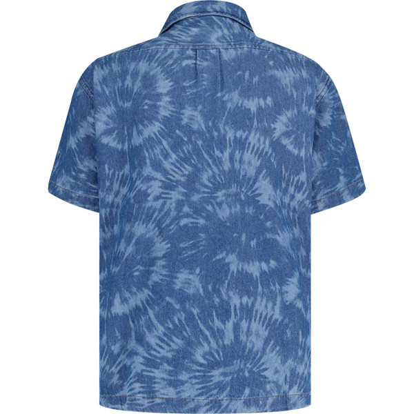 wrangler mens tie dye pattern denim resort shirt peaceful days mid blue
