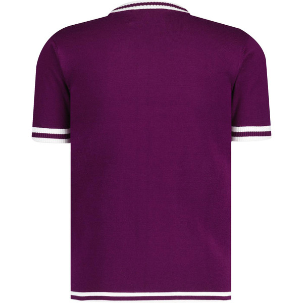 Madcap England Moon Retro Mod Knitted Tipped T-Shirt in Dark Purple