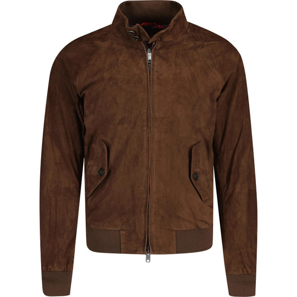 Baracuta Men's G9 Suede Mod Harrington Jacket in Chocolate Brown