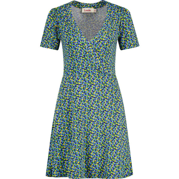Louche Frankie Bubble Pop Retro 1970s Jersey Dress in Blue