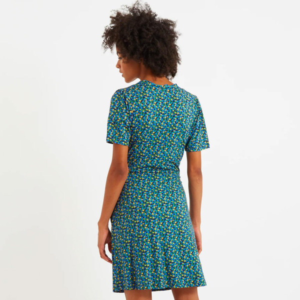 Louche Frankie Bubble Pop Retro 70s Jersey Dress in Blue