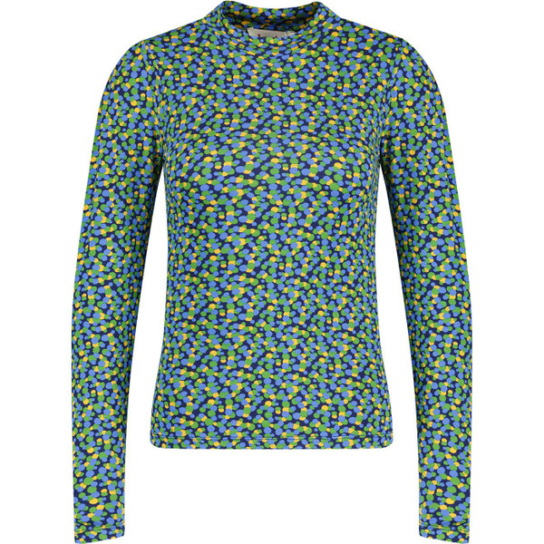 Louche Gilly Bubble Pop Long Sleeve Retro 1960s Jersey Top in Blue
