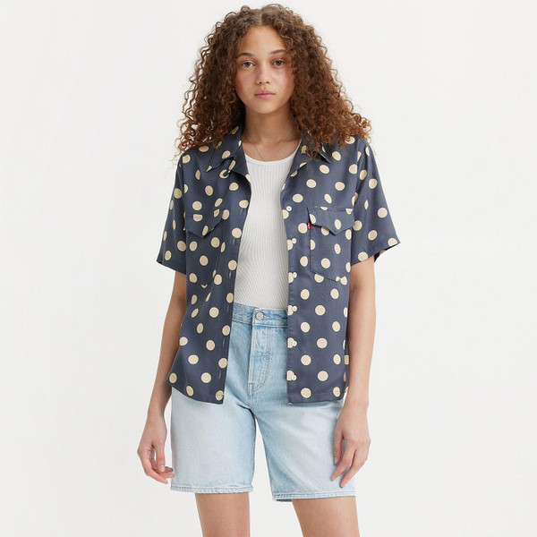 Levi's Ember Retro 50s Polka Dot Bowling Shirt Annie Dot Navy A59610003