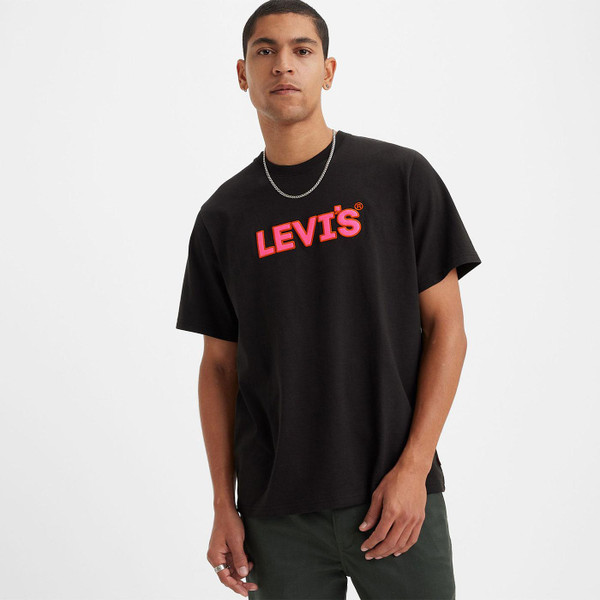 Levi's Relaxed Fit Men's Retro Headline Logo Tee in Caviar 161431022