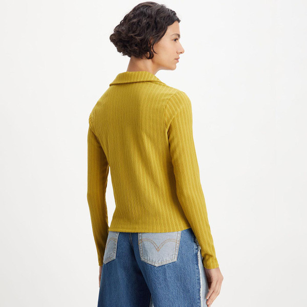 Levi's Pima Button Up Ribbed Knitted PoloShirt in Golden Olive A44280003