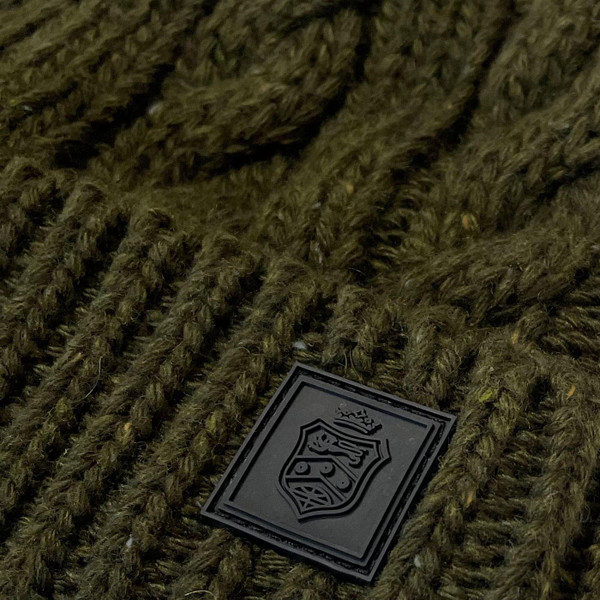 Failsworth Aran Textured Bobble Hat in Olive